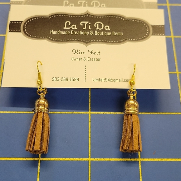 Pleather Tassel 1.25" Earrings - Picture 1 of 2